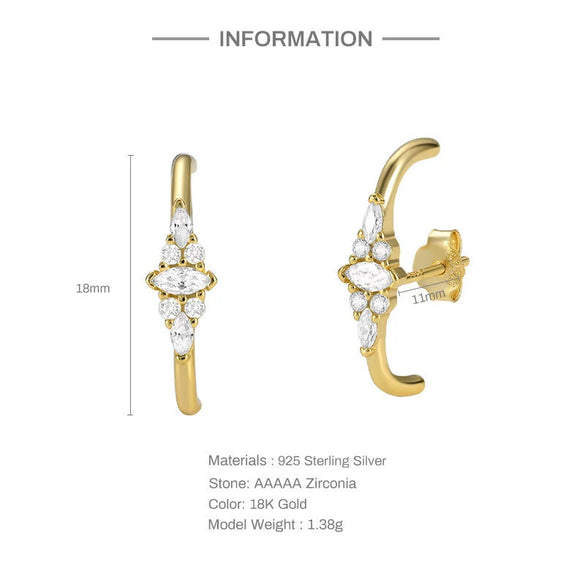 Wholesale S925 Pure Silver Bar Line Curved Petal Geometric Earrings With Inlaid Zircon Light Luxury Creative Design For Women