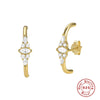 Wholesale S925 Pure Silver Bar Line Curved Petal Geometric Earrings With Inlaid Zircon Light Luxury Creative Design For Women