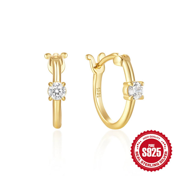 Wholesale S925 Pure Silver Four Claw Small Diamond Inlaid Earring With Star Flower Zircon And Geometric Pattern Electroplated For Women