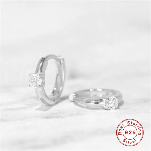 Wholesale S925 Pure Silver Four Claw Small Diamond Inlaid Earring With Star Flower Zircon And Geometric Pattern Electroplated For Women