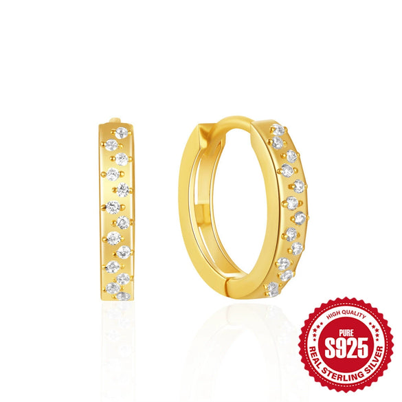 Wholesale S925 Pure Silver Four Claw Small Diamond Inlaid Earring With Star Flower Zircon And Geometric Pattern Electroplated For Women