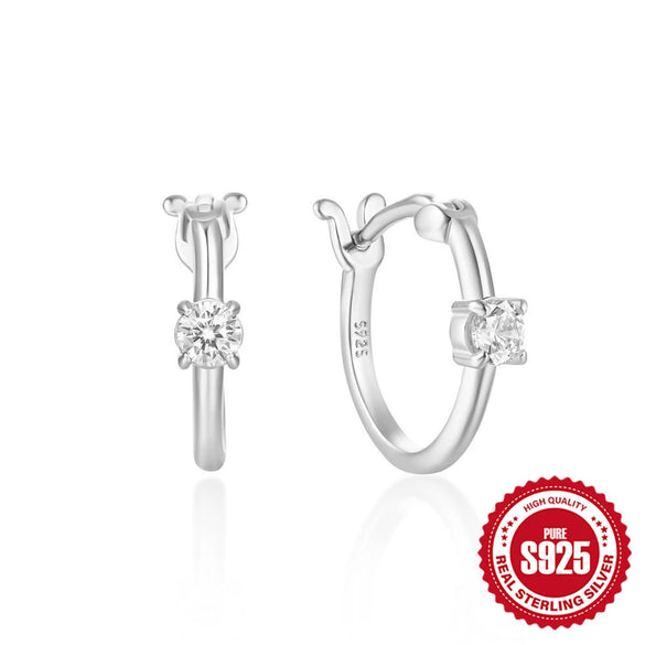 Wholesale S925 Pure Silver Four Claw Small Diamond Inlaid Earring With Star Flower Zircon And Geometric Pattern Electroplated For Women