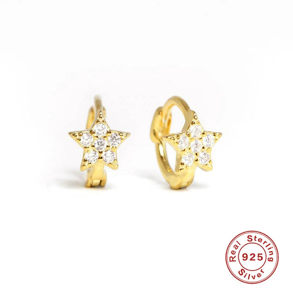 Wholesale S925 Pure Silver Four Claw Small Diamond Inlaid Earring With Star Flower Zircon And Geometric Pattern Electroplated For Women