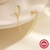 Wholesale S925 Pure Silver Powder Horse Eye Aobao Powder Oil Five Petal Flower Electroplated Unisex Ear Clip Ear Buckle