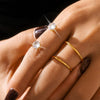 Wholesale S Shaped Double Finger Winding Ring In Stainless Steel With 3A Zircon Pvd Plated 18K Gold Geometric And Letter Pattern For Women
