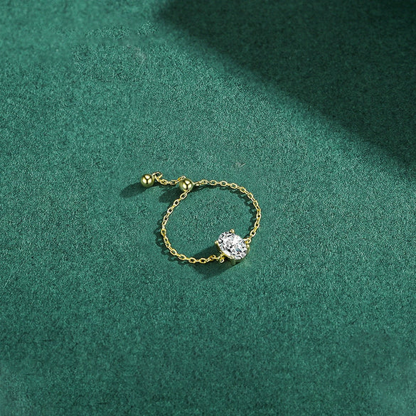 Wholesale S925 Silver Adjustable Denier Shaped Ring With Simulation Diamonds And Geometric Styling Seiko Crafted Women's Jewelry
