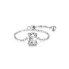 Wholesale S925 Silver Adjustable Denier Shaped Ring With Simulation Diamonds And Geometric Styling Seiko Crafted Women's Jewelry