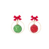 Wholesale S925 Silver Ball Bow Pattern Lovely Festival Element Baking Paint Earrings