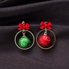 Wholesale S925 Silver Ball Bow Pattern Lovely Festival Element Baking Paint Earrings