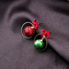 Wholesale S925 Silver Ball Bow Pattern Lovely Festival Element Baking Paint Earrings