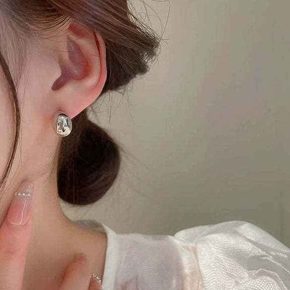 Wholesale S999 Silver Bean Earrings For Women Geometric Style With Electroplating