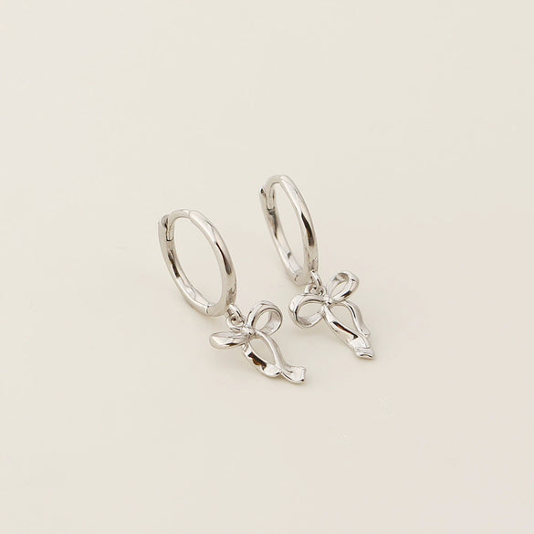 Wholesale S925 Silver Bow Shaped Sweet Elegant Earrings With Electroplating For Women
