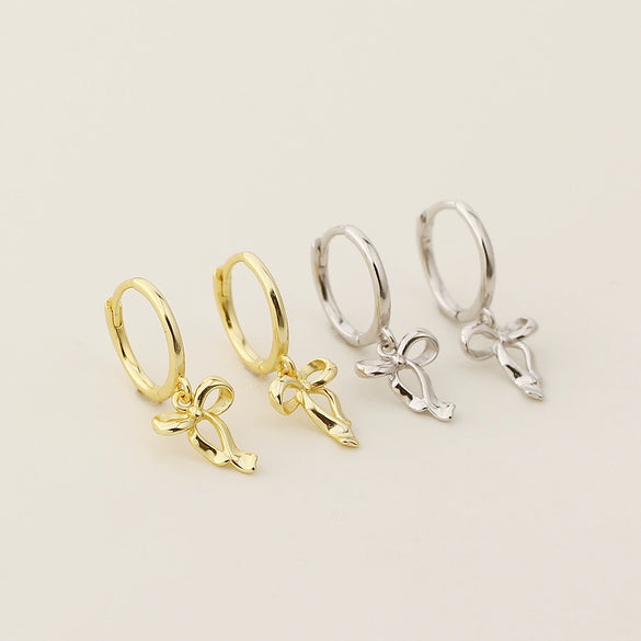 Wholesale S925 Silver Bow Shaped Sweet Elegant Earrings With Electroplating For Women