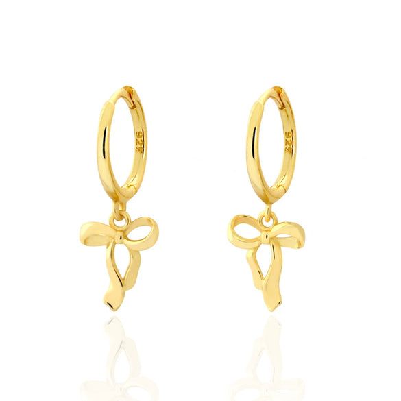 Wholesale S925 Silver Bow Shaped Sweet Elegant Earrings With Electroplating For Women