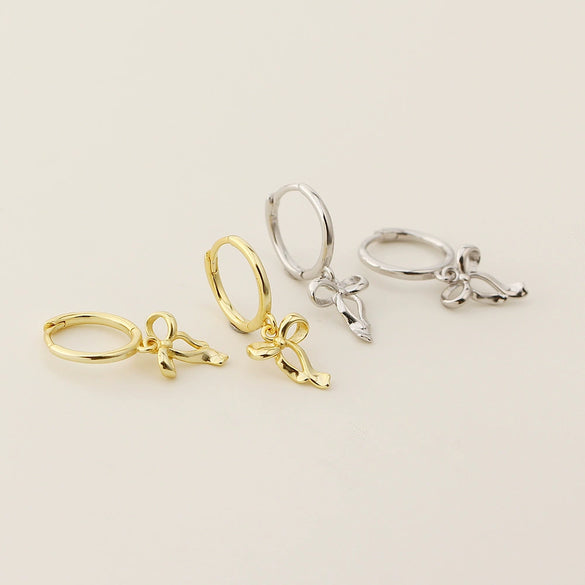 Wholesale S925 Silver Bow Shaped Sweet Elegant Earrings With Electroplating For Women