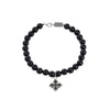 Wholesale S925 Silver Bracelet With Natural Black Onyx And Agate Round Pattern Hand Woven Vintage Retro Unisex Couple Bracelet