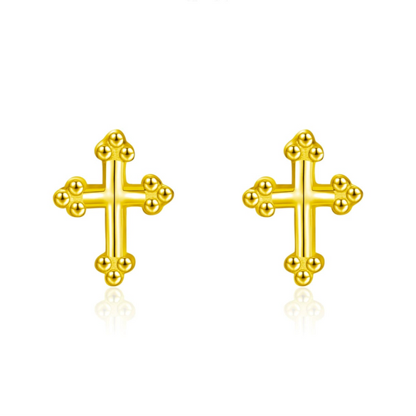 Wholesale S925 Silver British Vintage Mini Cross Earrings Electroplated Unisex