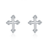 Wholesale S925 Silver British Vintage Mini Cross Earrings Electroplated Unisex