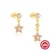 Wholesale S925 Silver Butterfly Tassel Fivepetal Flower Earrings Set With Diamonds Geometric Pattern Fashion Style
