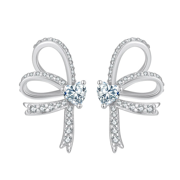 Wholesale S925 Silver Butterfly Temperament Earrings With Bow Tie Pattern And Electroplating Design