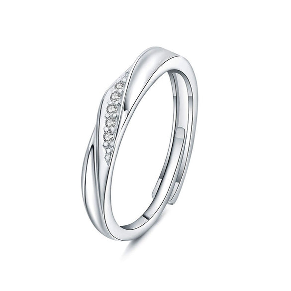Wholesale S925 Silver Couple Ring With Wave Pattern And High Sense Of Design