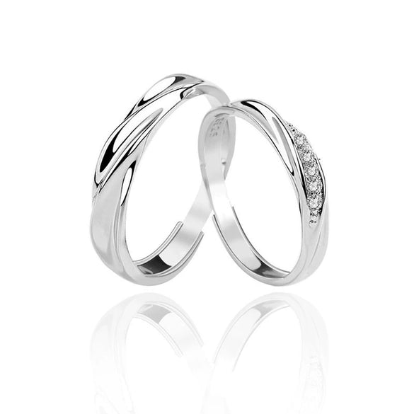 Wholesale S925 Silver Couple Ring With Wave Pattern And High Sense Of Design