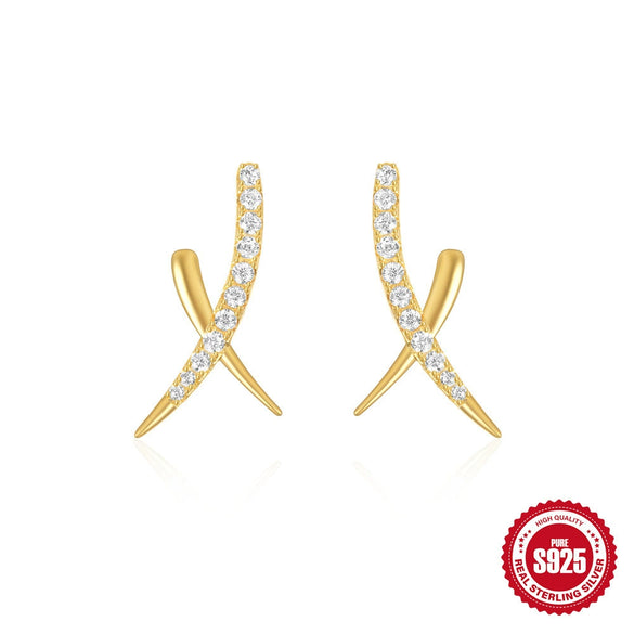 Wholesale S925 Silver Cross Earrings For Women With Geometric Design And Electroplating
