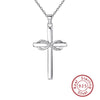Wholesale S925 Silver Cross Pendant Necklace With Electroplating Glossy Stylish Trendy Faith Jewelry