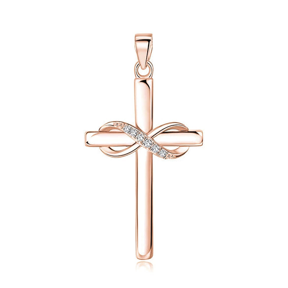 Wholesale S925 Silver Cross Pendant Necklace With Electroplating Glossy Stylish Trendy Faith Jewelry