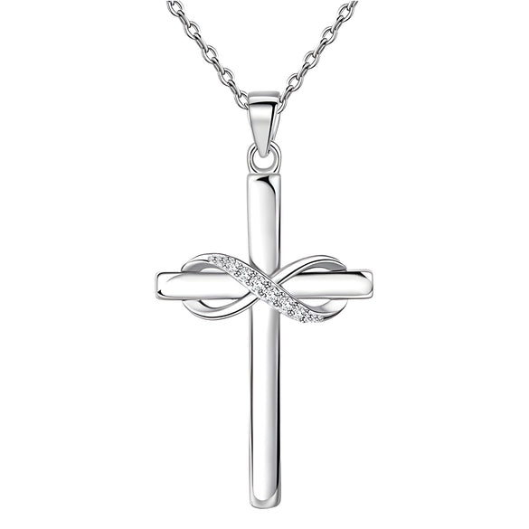 Wholesale S925 Silver Cross Pendant Necklace With Electroplating Glossy Stylish Trendy Faith Jewelry