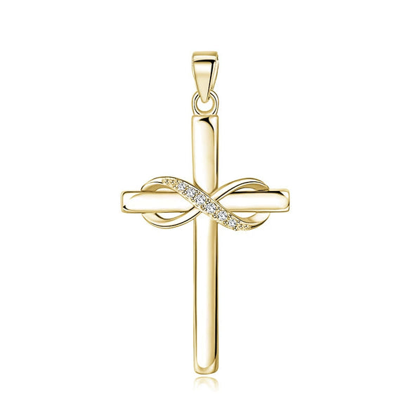 Wholesale S925 Silver Cross Pendant Necklace With Electroplating Glossy Stylish Trendy Faith Jewelry