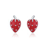 Wholesale S925 Silver Cute Fruit Strawberry Heart Earrings For Women Electroplated