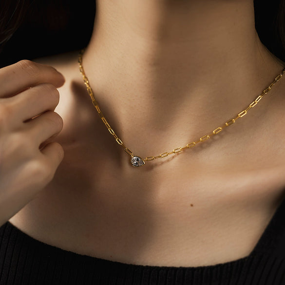 Wholesale S925 Silver Diamond Pendant Necklace With Retro Style High Sense Heavy Chain And Platinum Or 18K Gold Electroplating