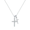Wholesale S925 Silver Double Cross Female Niche Trendy Literary Clavicle Chain With Full Diamond Design