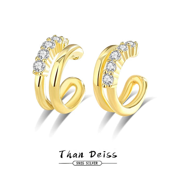 Wholesale S925 Silver Double Layer C Shaped And U Shaped Geometric Pattern Electroplated Ear Clip For Women