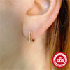 Wholesale S925 Silver Earrings With Geometric Design And Inlaid Zircon Fashionable Glossy Doublepiece Devil's Eye Turquoise Earrings For Women