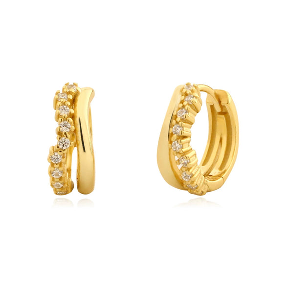 Wholesale S925 Silver Earrings With Row Diamond Inlay Geometric Design For Women