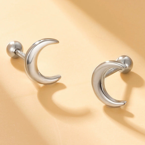 Wholesale S925 Silver Electroplated Moon Screw Earrings For Women