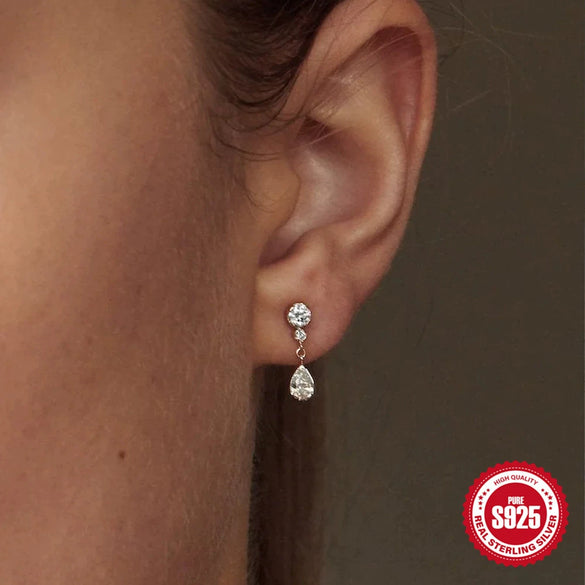 Wholesale S925 Silver Elegant Simple Retro Sweet Water Drop Earrings For Women With Geometric Design And Electroplating Treatment