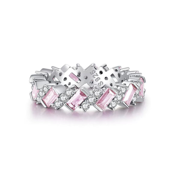 Wholesale S925 Silver Emerald Cut Geometric Ring With Electroplating Treatment