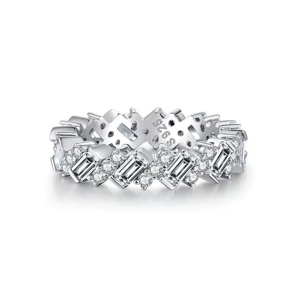 Wholesale S925 Silver Emerald Cut Geometric Ring With Electroplating Treatment