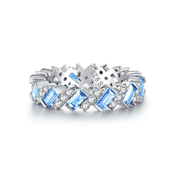 Wholesale S925 Silver Emerald Cut Geometric Ring With Electroplating Treatment