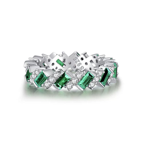 Wholesale S925 Silver Emerald Cut Geometric Ring With Electroplating Treatment