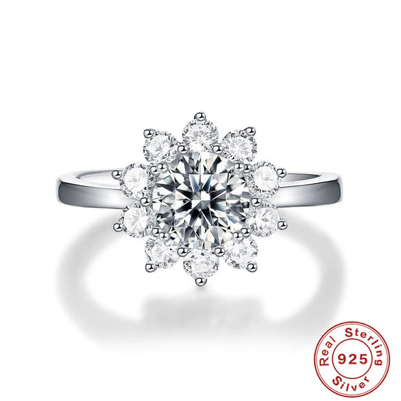 Wholesale S925 Silver Flower Geometric Engagement Ring With Electroplating For Women