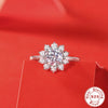 Wholesale S925 Silver Flower Geometric Engagement Ring With Electroplating For Women