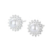 Wholesale S925 Silver Flower Pattern Earrings Inlaid With Pearls For Women