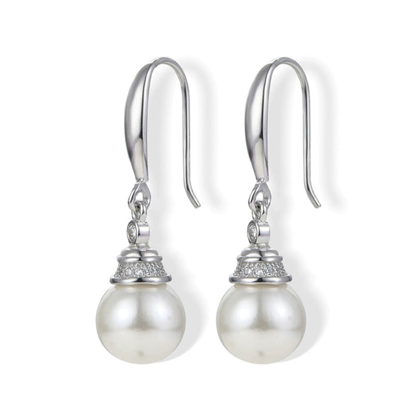 Wholesale S925 Silver Flower Pattern Earrings Inlaid With Pearls For Women