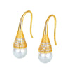 Wholesale S925 Silver Flower Pattern Earrings Inlaid With Pearls For Women