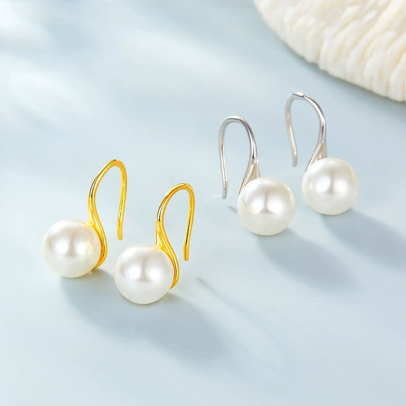 Wholesale S925 Silver Flower Pattern Earrings Inlaid With Pearls For Women