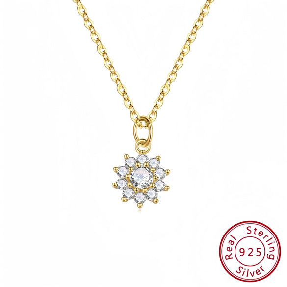 Wholesale S925 Silver Flower Pendant Necklace With Zircon For Women